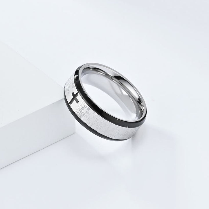 Christianartworkshop Lord's Prayer Cross Stainless Steel Rotating Bible Verse Band Ring - image 8