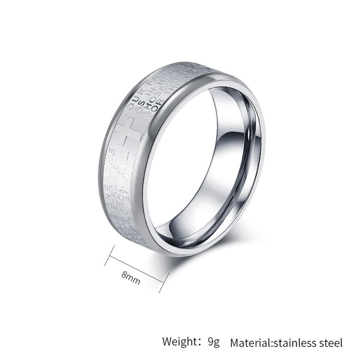 Christianartworkshop Lord's Prayer Cross Stainless Steel Rotating Bible Verse Band Ring - image 15