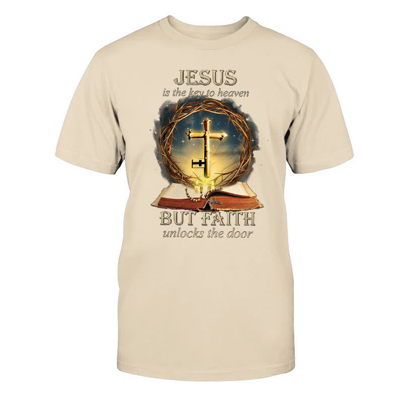 Christianartworkshop Key to Heaven Unisex Cotton T-Shirt - Beige - 2XL - image 6