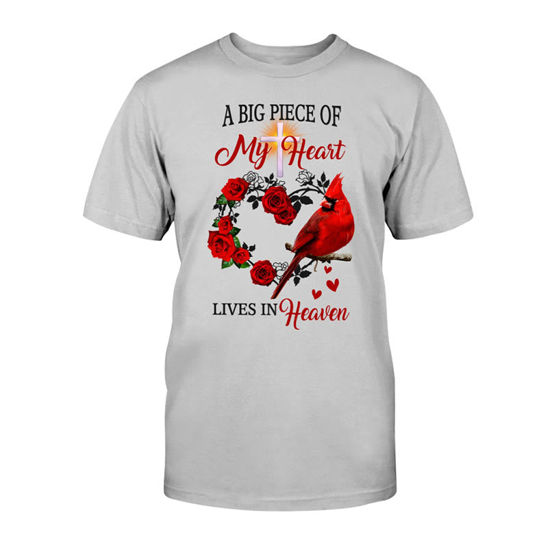 Christianartworkshop Jesus A Big Piece Of My Heart Lives In Heaven Classic T-Shirt - Grey - 2XL - image 4