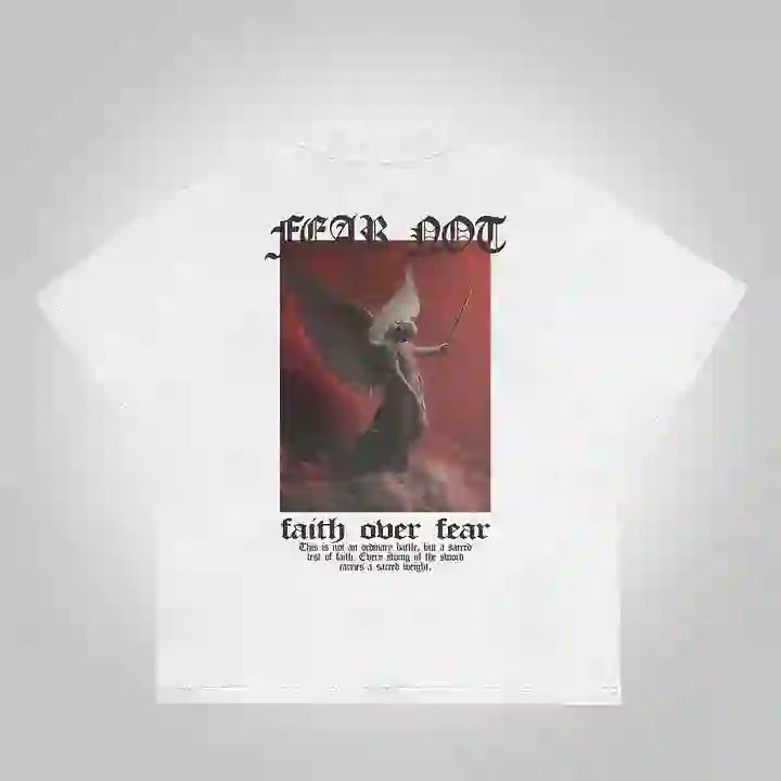 Christianartworkshop Sopula Fear Not-Faith Over Fear Print Graphic Cotton T-Shirt - White - 2XL - image 1