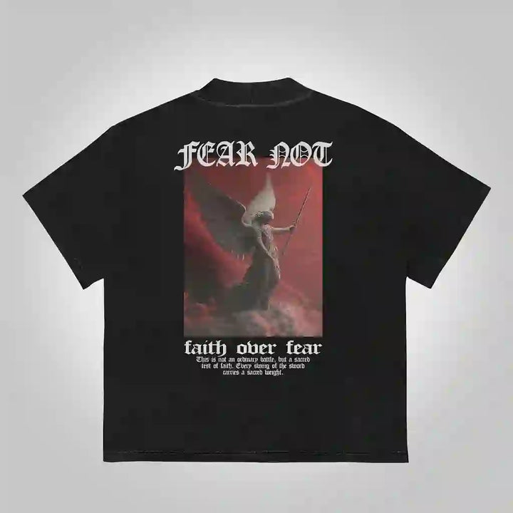 Christianartworkshop Sopula Fear Not-Faith Over Fear Print Graphic Cotton T-Shirt - Black - 2XL - image 0