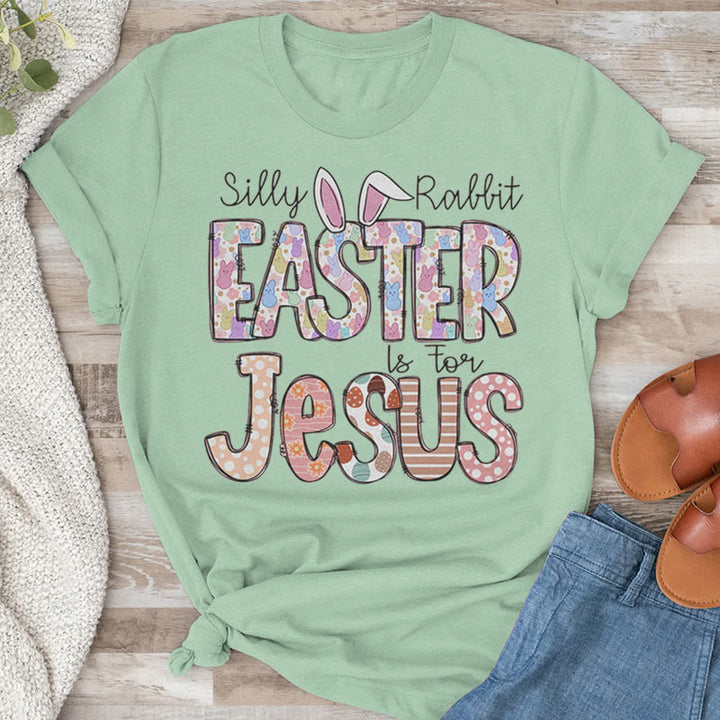Christianartworkshop Easter is for Jesus, Marshmallow Bunnies T-Shirt - Grass Green - 2XL - image 8