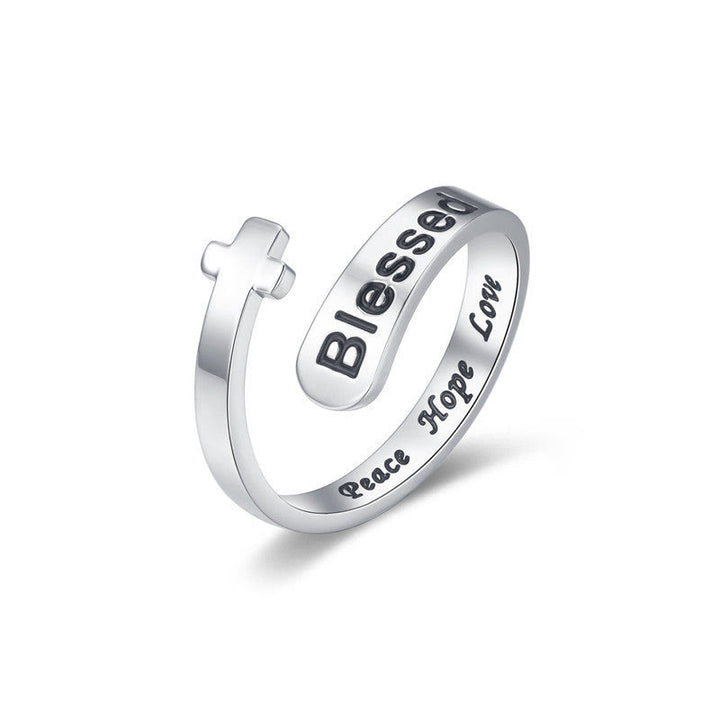 Christianartworkshop Blessed Cross Adjustable Faith Ring: Peace Hope Love - Adjustable - image 0