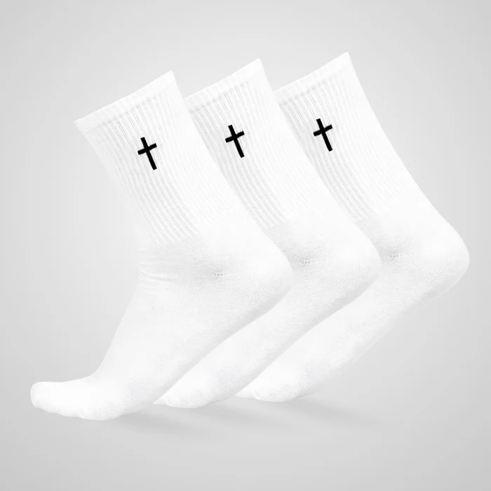 Christianartworkshop Christian Faith Cotton Socks — Grace in Every Step - White - 3 Pairs - image 1