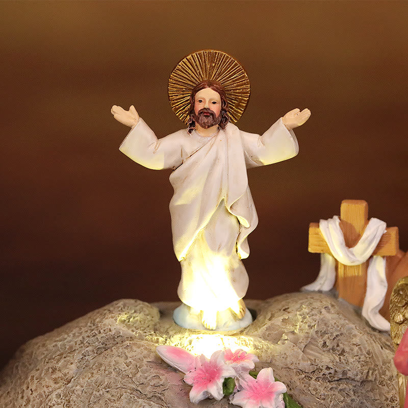 Christianartworkshop Resurrection Scene with Jesus, Angels, and Disciples - Illuminated Easter Nativity Ornament - image 2