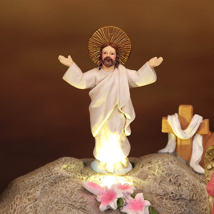 Christianartworkshop Resurrection Scene with Jesus, Angels, and Disciples - Illuminated Easter Nativity Ornament - image 2