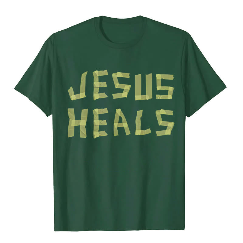 Christianartworkshop Jesus Heals Graphic T-Shirt - Dark Green - 2XL - image 16