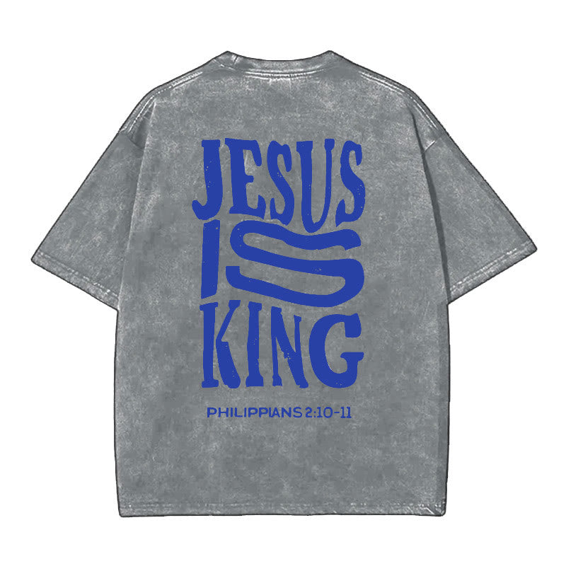 Christianartworkshop Jesus Is King Graphic T-Shirt - Grey - 5XL - image 4