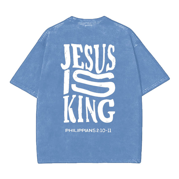 Christianartworkshop Jesus Is King Graphic T-Shirt - Blue - 5XL - image 8