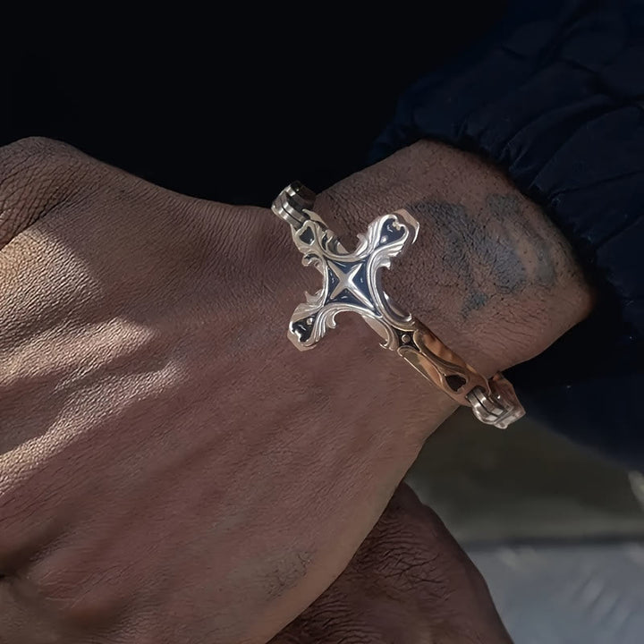 Christianartworkshop Iron & Faith Men's Bracelet: Strength and Redemption in Every Link - Silver - image 0