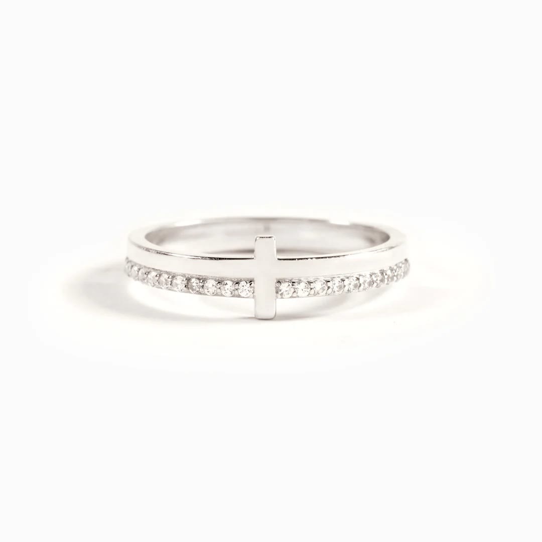Christianartworkshop 925 Silver JESUS & Cross "Pray" Ring - Drawing Divine Power through Faith - Silver - UK Size T1/2（US 10） - image 4