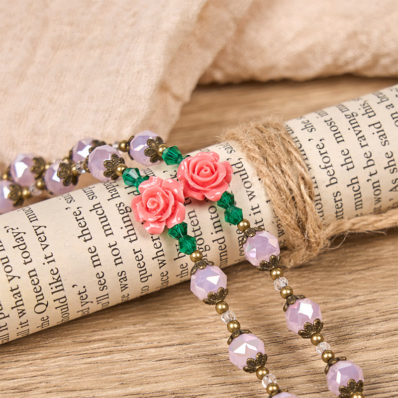 Christianartworkshop Handmade Floral Crystal Rosary: Light Pink Beads Blossom of Grace Elegance and Devotion