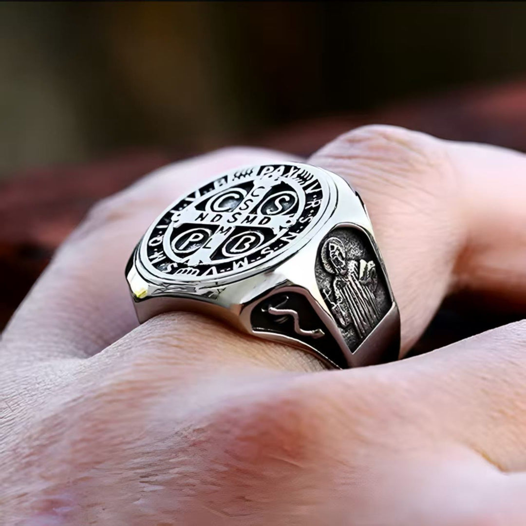 Christianartworkshop St. Benedict Cross Faith Ring: A Symbol of Loving Gift - US 12 - image 0