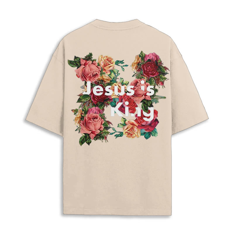 Christianartworkshop Floral Embellished Jesus is King Christian T-Shirt  - image 10