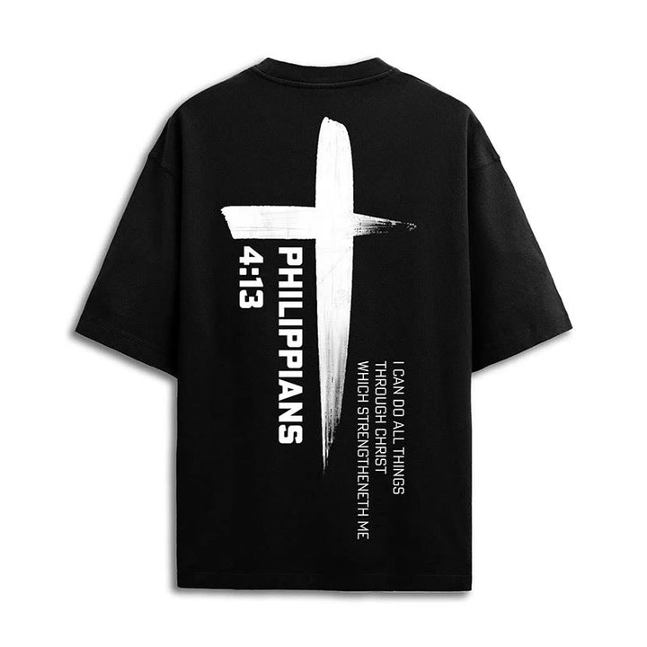 Christianartworkshop Philippians 4:13 Strength Cross T-Shirt