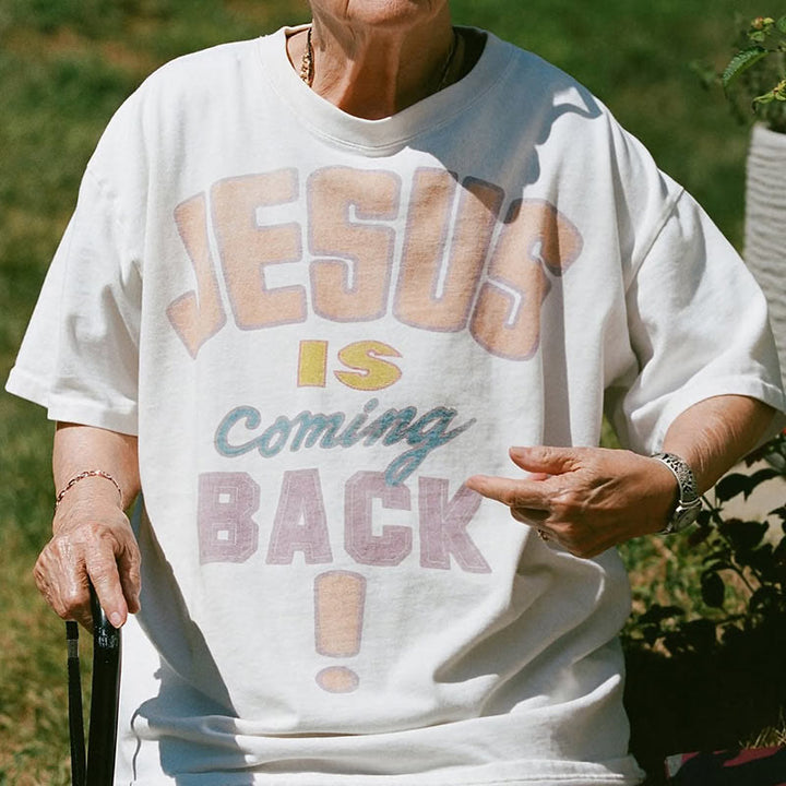 Christianartworkshop Jesus is Coming Back Bold Statement T-Shirt - image 3