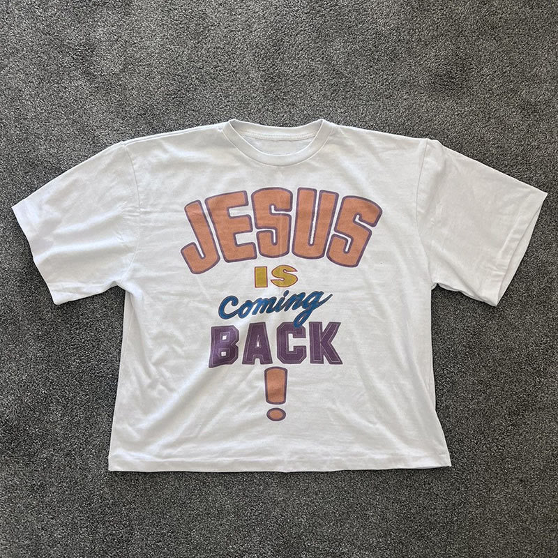 Christianartworkshop Jesus is Coming Back Bold Statement T-Shirt - White - 2XL - image 0