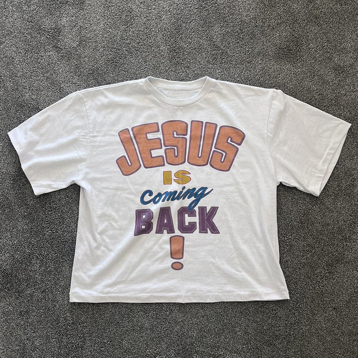 Christianartworkshop Jesus is Coming Back Bold Statement T-Shirt - White - 2XL - image 0