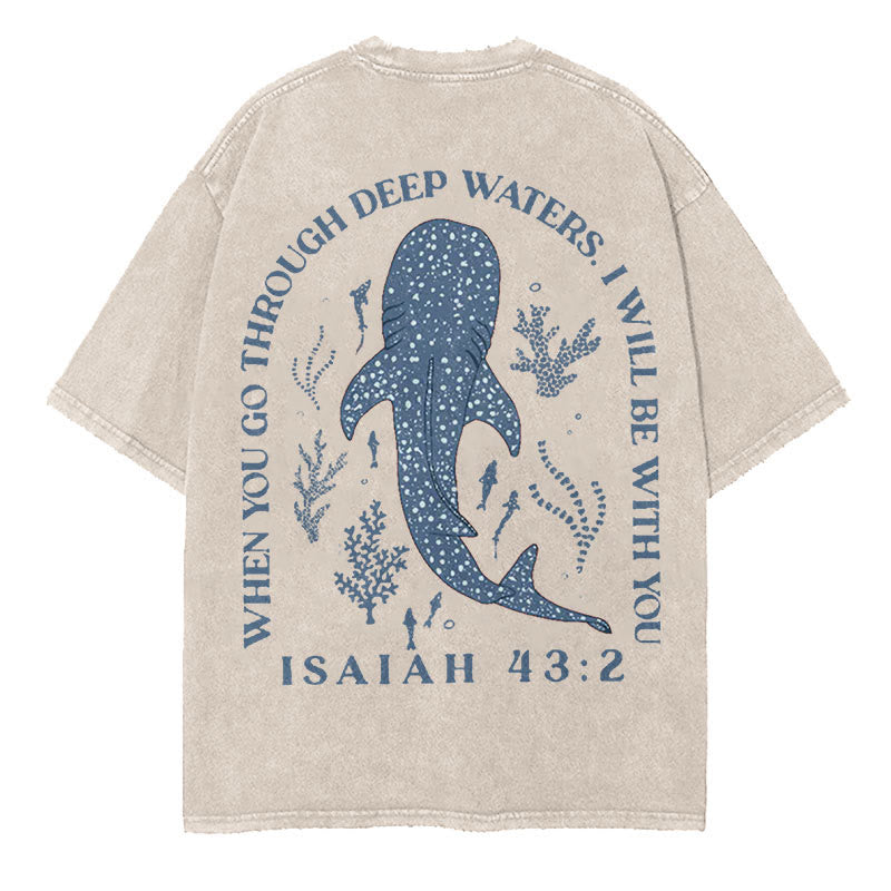 Christianartworkshop I Will Be With You Double Sided Washed Christian T-shirt