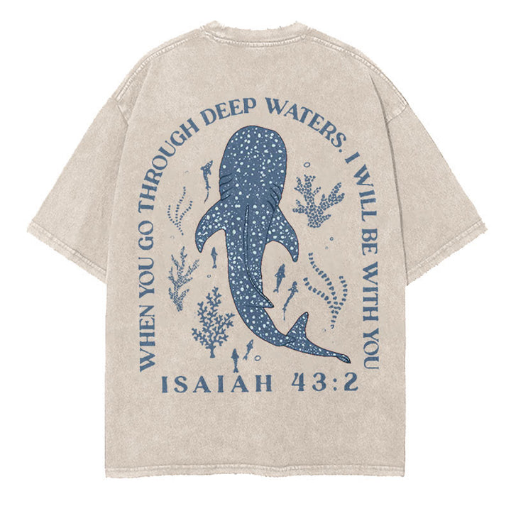 Christianartworkshop I Will Be With You Double Sided Washed Christian T-shirt