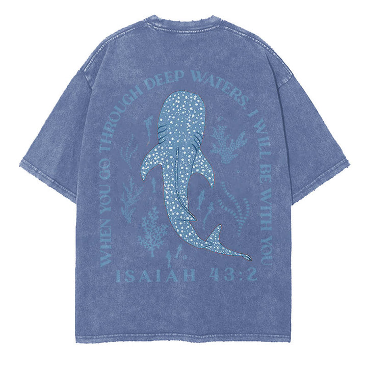 Christianartworkshop I Will Be With You Double Sided Washed Christian T-shirt