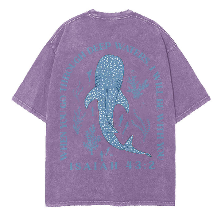 Christianartworkshop I Will Be With You Double Sided Washed Christian T-shirt