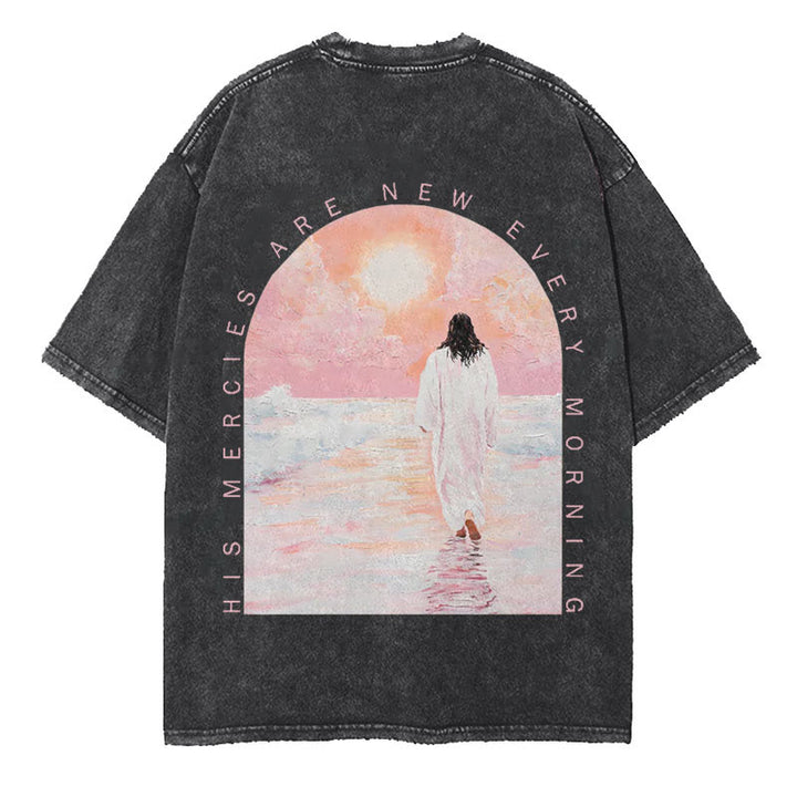 Christianartworkshop His Mercies Are New Double Sided Unisex Washed Christian T-Shirt - image 1