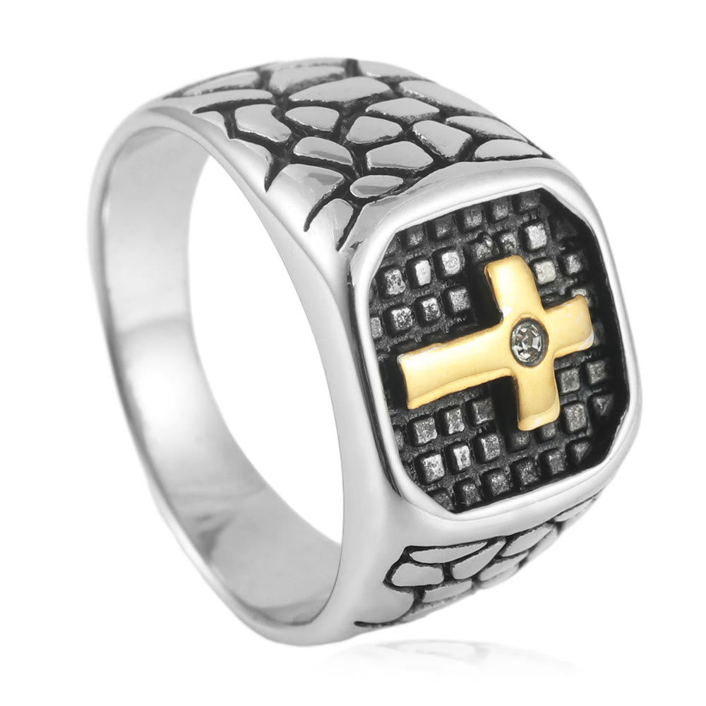 Christianartworkshop The Modern & Minimalist Cross Ring: Understated Elegance Meets Timeless Symbolism - Gold&Silver - US13 - image 0