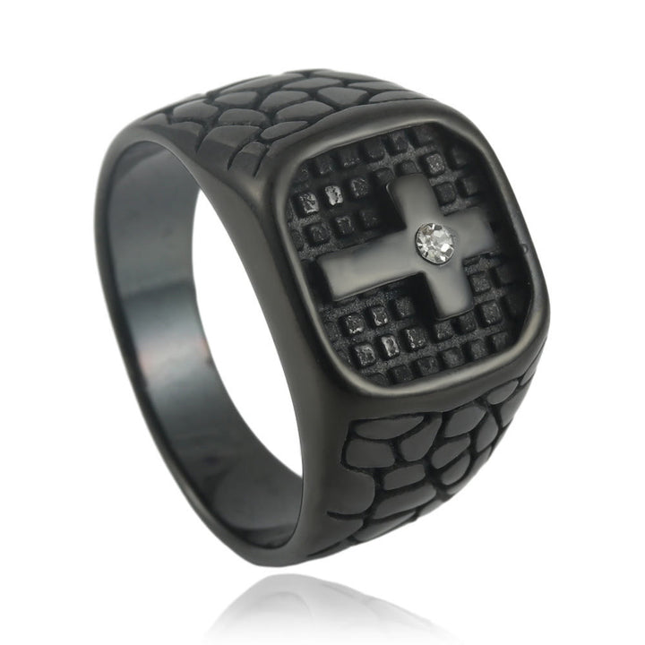 Christianartworkshop The Modern & Minimalist Cross Ring: Understated Elegance Meets Timeless Symbolism - Black - US 13 - image 3