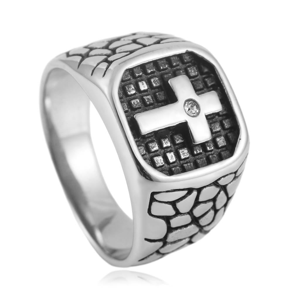 Christianartworkshop The Modern & Minimalist Cross Ring: Understated Elegance Meets Timeless Symbolism - Silver - UK Size Z（US 13） - image 1