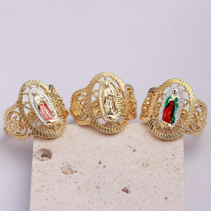 Christianartworkshop 3colors Our Lady of Guadalupe Ring: Understated Elegance Meets Timeless Symbolism - Colorful(Suitable for US sizes 6-8) - image 0