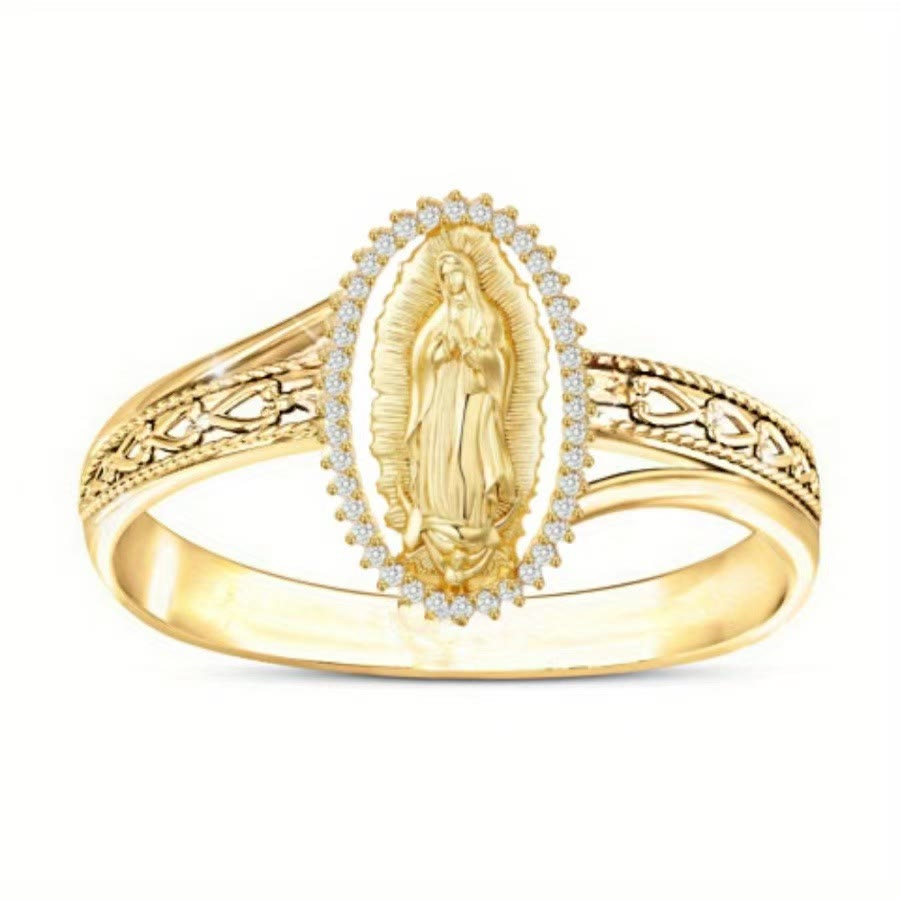 Christianartworkshop Our Lady of Guadalupe Faith Crafted Divine Grace Golden Ring - image 0