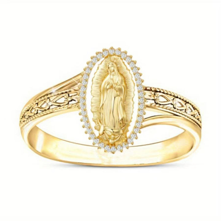 Christianartworkshop Our Lady of Guadalupe Faith Crafted Divine Grace Golden Ring - image 0