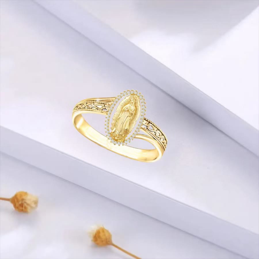 Christianartworkshop Our Lady of Guadalupe Faith Crafted Divine Grace Golden Ring - image 1