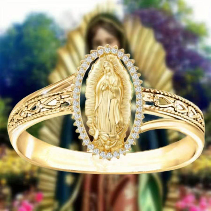 Christianartworkshop Our Lady of Guadalupe Faith Crafted Divine Grace Golden Ring - image 2