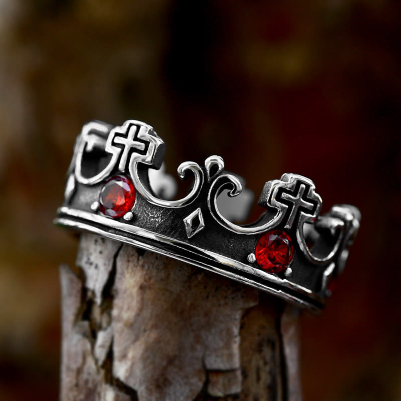 Christianartworkshop 4colors The Crown of Faith Cross Ring - Red Gemstones Set Divine Design for Believer - image 1