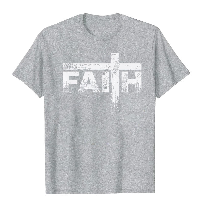 Christianartworkshop The Faith Cross T-Shirt - Grey - 2XL - image 8