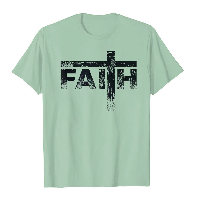 Christianartworkshop The Faith Cross T-Shirt - Light Green - 2XL - image 5