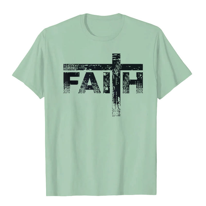 Christianartworkshop The Faith Cross T-Shirt - Light Green - 2XL - image 5