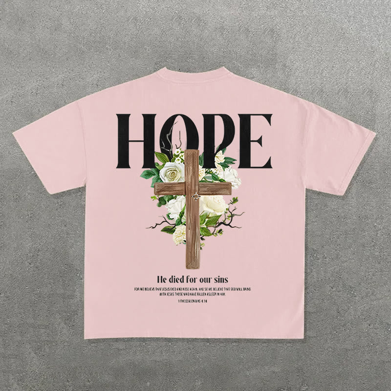 Christianartworkshop Hope Cross Print T-Shirt - Pink - 2XL - image 4