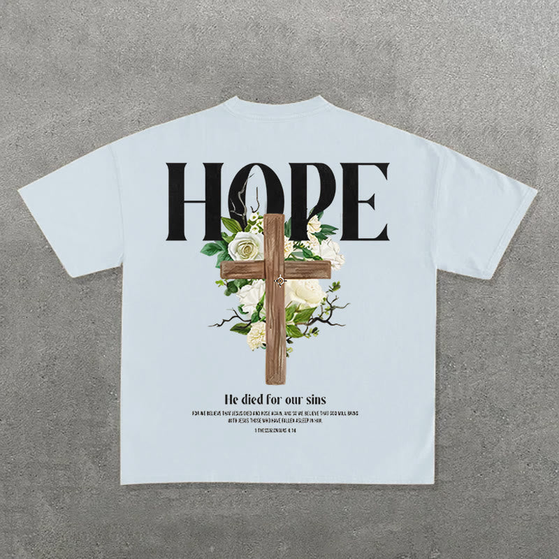 Christianartworkshop Hope Cross Print T-Shirt - Blue - 2XL - image 3