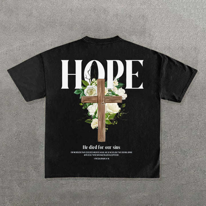 Christianartworkshop Hope Cross Print T-Shirt