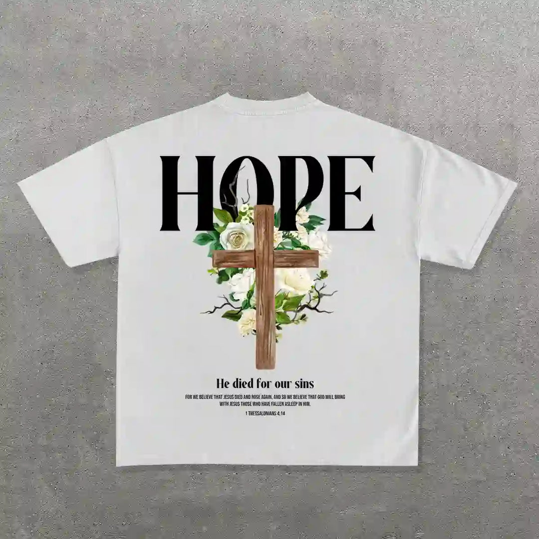 Christianartworkshop Hope Cross Print T-Shirt - White - 2XL - image 1