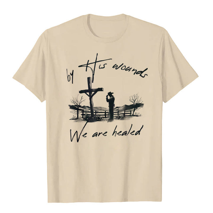 Christianartworkshop By His Wounds We are Healed T-Shirt - Beige - 2XL - image 2