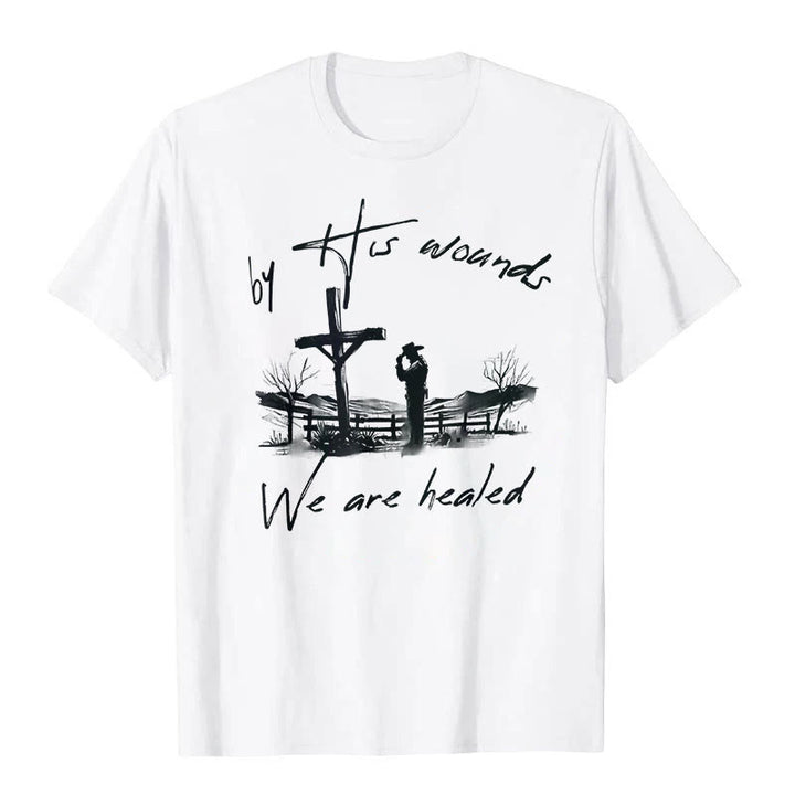 Christianartworkshop By His Wounds We are Healed T-Shirt - White - 2XL - image 0