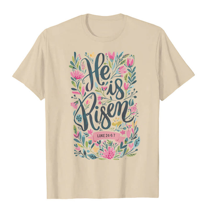 Christianartworkshop He Is Risen Floral Print Graphic T-Shirt - Beige - 2XL - image 2