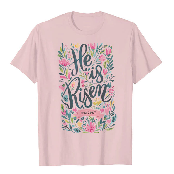 Christianartworkshop He Is Risen Floral Print Graphic T-Shirt - Pink - 2XL - image 4