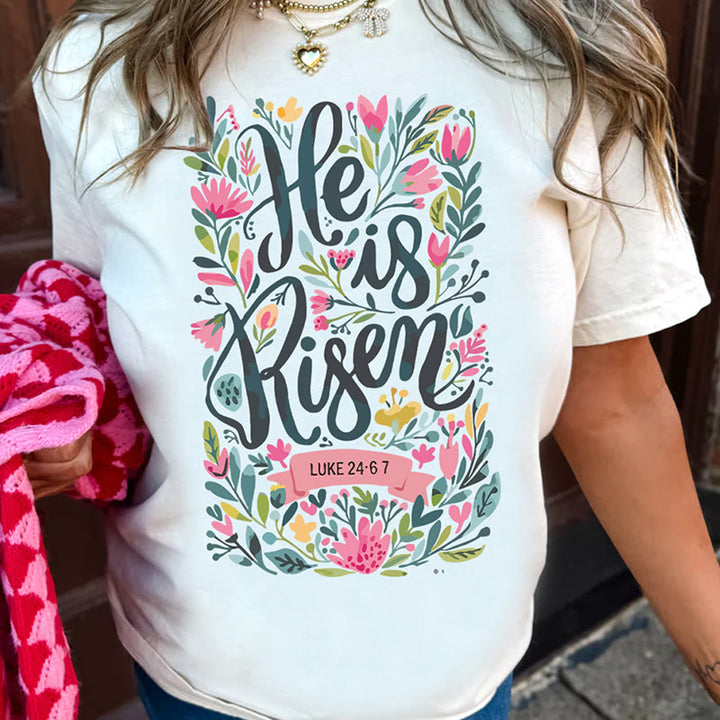 Christianartworkshop He Is Risen Floral Print Graphic T-Shirt - image 11