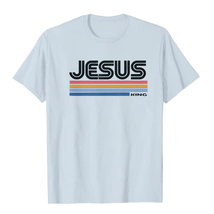Christianartworkshop Retro Jesus King T-Shirt - Blue - 2XL - image 3